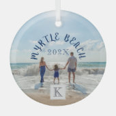 Monogram Myrtle Beach wechselt zu jedem StrandSouv Ornament Aus Glas (Vorderseite)