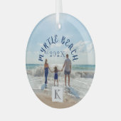 Monogram Myrtle Beach wechselt zu jedem StrandSouv Ornament Aus Glas (Vorderseite links)