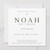 Monogram N Beer Bosdier Waterverf Geboortekaartje Karte (Rückseite)