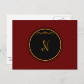 Monogram 'N' Gold auf schwarz Postkarte (Vorne/Hinten)