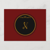 Monogram 'N' Gold auf schwarz Postkarte (Vorderseite)