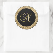 Monogram N Gold-Skript Runder Aufkleber (Tasche)