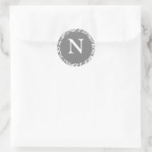 Monogram N Gray Custom Wedding Monogram Siegel Runder Aufkleber (Tasche)