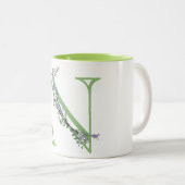 Monogram N Lavendel Eucalyptus Zweifarbige Tasse (VorderseiteRechts)