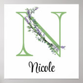 Monogram N Lavender Eucalyptus Kinderzimmer Poster (Vorne)