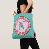 Monogram N Letter with Peony Blume Image Toag Tasche (Von Nahem)