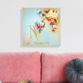 Monogram N Premium Wrapped Canvas (Gloss) Leinwanddruck (Insitu (Wohnzimmer))