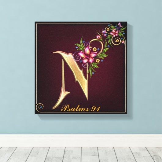 Monogram N Premium Wrapped Canvas (Gloss) Leinwanddruck (Insitu (Holzboden))