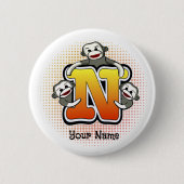 Monogram N Sock Monkey Button (Vorderseite)