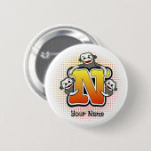 Monogram N Sock Monkey Button (Vorne & Hinten)