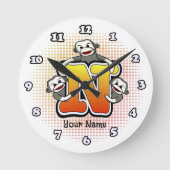 Monogram N Socken Monkey-Uhr Runde Wanduhr (Vorderseite)
