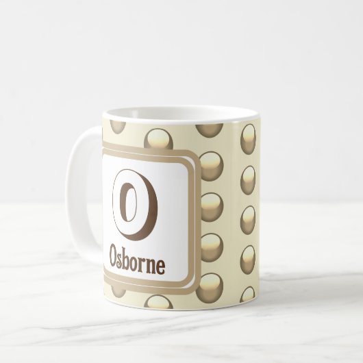 Monogram Nachname Erstmaliger Gold Polka Dot Keepa Kaffeetasse (Vorderseite Links)