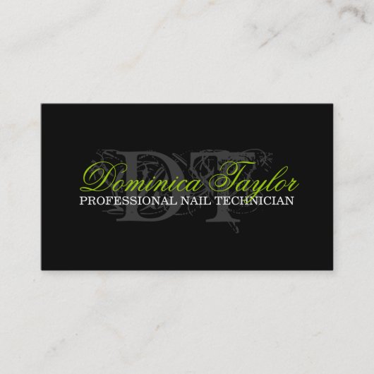 Monogram Nail Techncian Business Cards Terminkarte (Vorderseite)