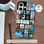 Monogram Name 17 Fotos Schwarz iPhone 16 Hülle<br><div class="desc">Tragen Sie 17 Ihrer Lieblings-Fotos auf diesem individuellen Farbhandy-Gehäuse mit einer Foto-Collage verschiedener Formen und Größen und personalisiert mit Ihrem Monogramm und Namen in einem modernen Skript-Schriftart über den Anfang. Ändern Sie die schwarze Hintergrundfarbe oder den Text-Schriftart-Stil für das Monogramm in EDIT. PHONE CASE OPTIONS: Das Beispiel wird im iPhone...</div>