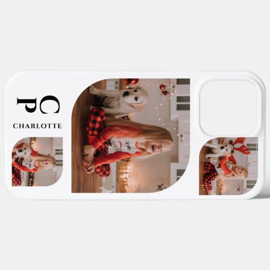Monogram Name 3 Foto Collage Einfach modern Case-Mate iPhone Hülle (Rückseite (Horizontal))