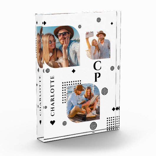 Monogram Name 3 Foto Collage Trendy Foto Blocks (Links)