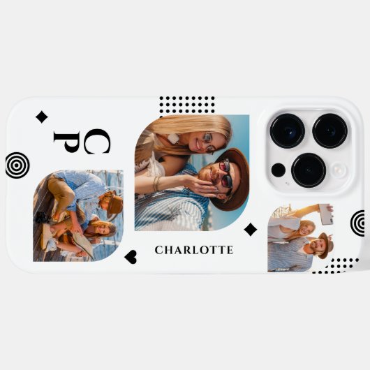 Monogram Name 3 Foto Collage Trendy Modern Case-Mate iPhone Hülle (Rückseite (Horizontal))