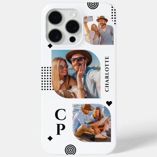 Monogram Name 3 Foto Collage Trendy Modern Case-Mate iPhone Hülle (Rückseite)
