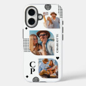 Monogram Name 3 Foto Collage Trendy Modern Case-Mate iPhone Hülle (Rückseite)