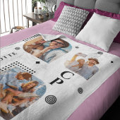 Monogram Name 3 Foto Collage Trendy Modern Fleecedecke