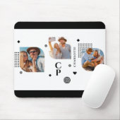 Monogram Name 3 Foto Collage Trendy Modern Mousepad (Mit Mouse)