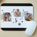Monogram Name 3 Foto Collage Trendy Modern Mousepad<br><div class="desc">Monogram Name 3 Foto Collage Trendy Modern Mouse Pads verfügt über eine Collage aus drei Fotos Ihrer Lieblings-Fotos mit Ihrem personalisierten Namen und Monogramm in elegantem Schwarz-Script. Personalisieren Sie den Text durch Bearbeiten in den bereitgestellten Textfeldern. Perfekt zum Geburtstag, Weihnachten, Muttertag, Vatertag, beste Freunde und vieles mehr. FOTO TIPP: Zentrieren...</div>