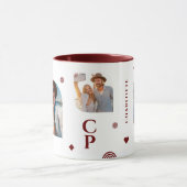 Monogram Name 3 Foto Collage Trendy Moderne Tasse (Zentrum)