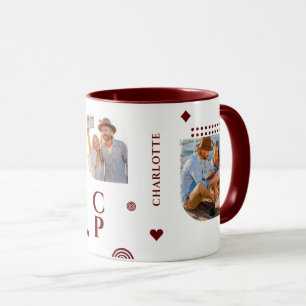 Monogram Name 3 Foto Collage Trendy Moderne Tasse