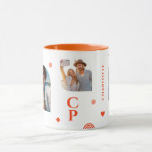 Monogram Name 3 Foto Collage Trendy Moderner Kaffe Tasse (Zentrum)