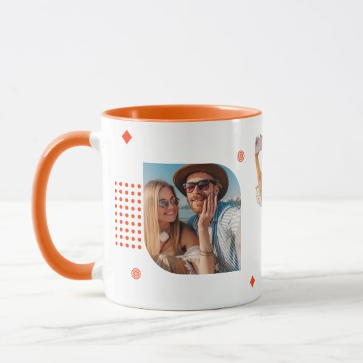 Monogram Name 3 Foto Collage Trendy Moderner Kaffe Tasse (Links)
