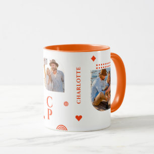 Monogram Name 3 Foto Collage Trendy Moderner Kaffe Tasse