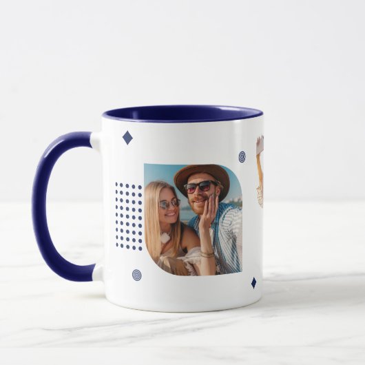 Monogram Name 3 Foto Collage Trendy Moderner Kaffe Tasse (Links)