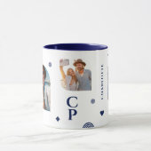 Monogram Name 3 Foto Collage Trendy Moderner Kaffe Tasse (Zentrum)