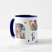 Monogram Name 3 Foto Collage Trendy Moderner Kaffe Tasse (Vorderseite Links)