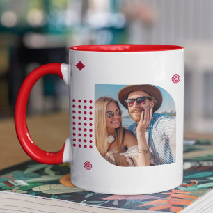 Monogram Name 3 Foto Collage Trendy Moderner Kaffe Tasse