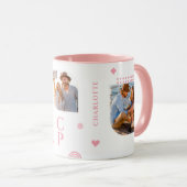 Monogram Name 3 Foto Collage Trendy Moderner Kaffe Tasse (VorderseiteRechts)