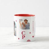Monogram Name 3 Foto Collage Trendy Moderner Kaffe Tasse (Zentrum)