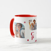 Monogram Name 3 Foto Collage Trendy Moderner Kaffe Tasse (Vorderseite Links)