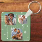 Monogram Name 3 Foto Collage Trendy Schlüsselanhänger (Rückseite)