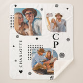Monogram Name 3 Foto Collage Trendy Sherpadecke (Vorderseite)