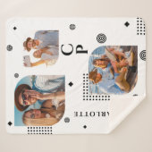 Monogram Name 3 Foto Collage Trendy Sherpadecke (Vorderseite (Horizontal))