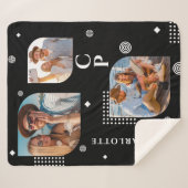 Monogram Name 3 Foto Collage Trendy Sherpadecke (Vorderseite (Horizontal))