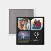 Monogram Name 3 Foto Modern Trendly Simple Magnet (Vorderseite/Rückseite)