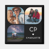 Monogram Name 3 Foto Modern Trendly Simple Magnet (Vorne)