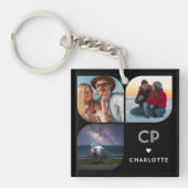 Monogram Name 3 Foto Modern Trendly Simple Schlüsselanhänger (Vorderseite)