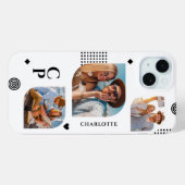 Monogram Name 3 Photo Collage Trendy Modern Case-Mate iPhone Hülle (Rückseite (Horizontal))
