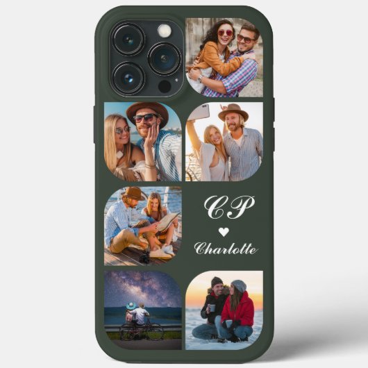 Monogram Name 6 Foto Modern Trendly Simple Case-Mate iPhone Hülle (Rückseite)