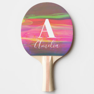 Monogram Name Abstrakt Art Hot Pink Tischtennis Schläger