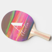 Monogram Name Abstrakt Art Hot Pink Tischtennis Schläger (Seitenansicht)