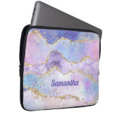 Monogram Name Agate Gold Glitzern Pink Lila Blue Laptopschutzhülle (Vorne Rechts)